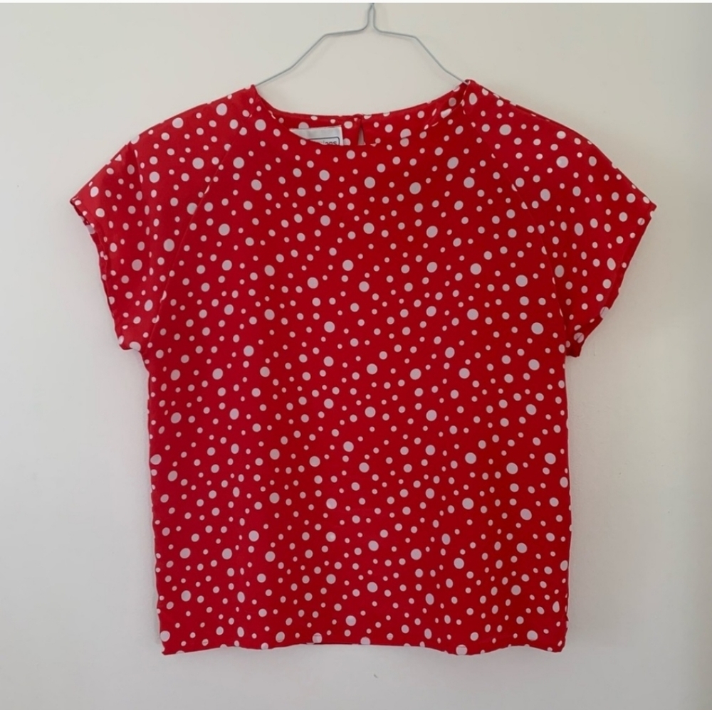 Vintage Red Polka Dot Silk Shirt